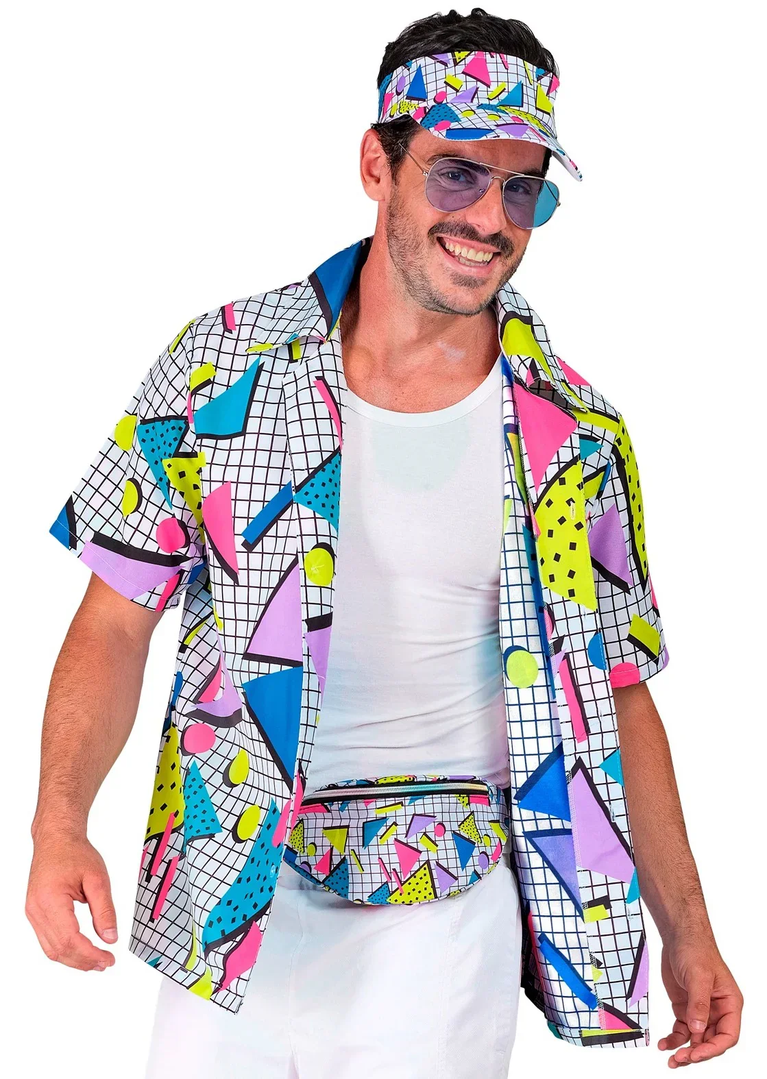 Camisa Funky Años 80 Blanca para Adulto - Imagen 2