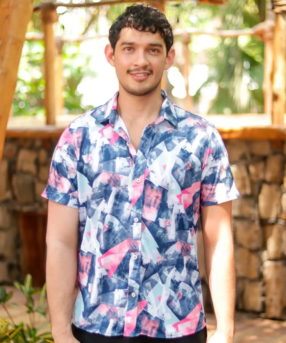 Camisa casual estampado multicolor para hombre - Imagen 3