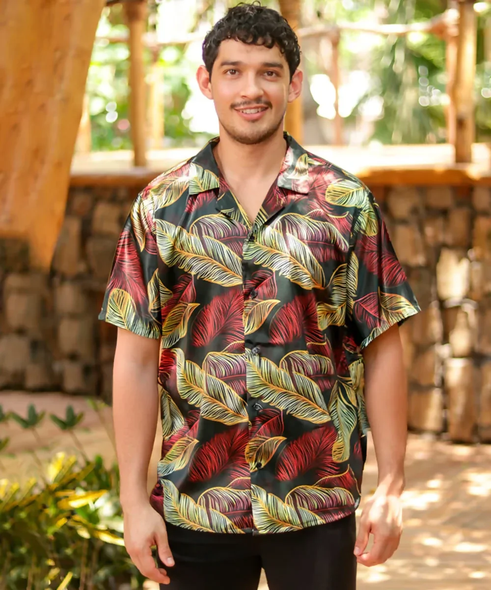 Camisa playera floreada de seda para hombre - Imagen 3