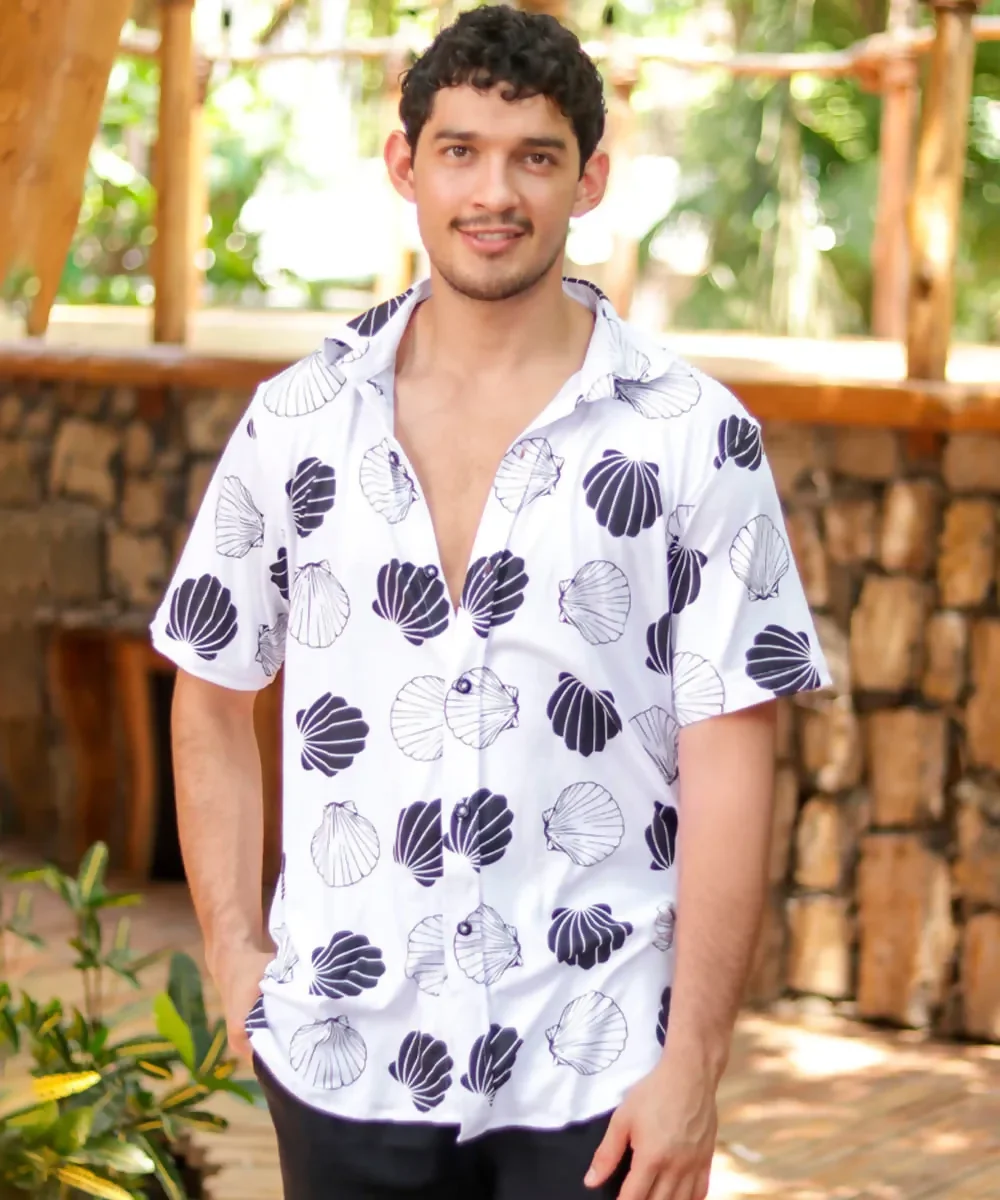Camisa Playera estampado de conchas para hombre - Imagen 3