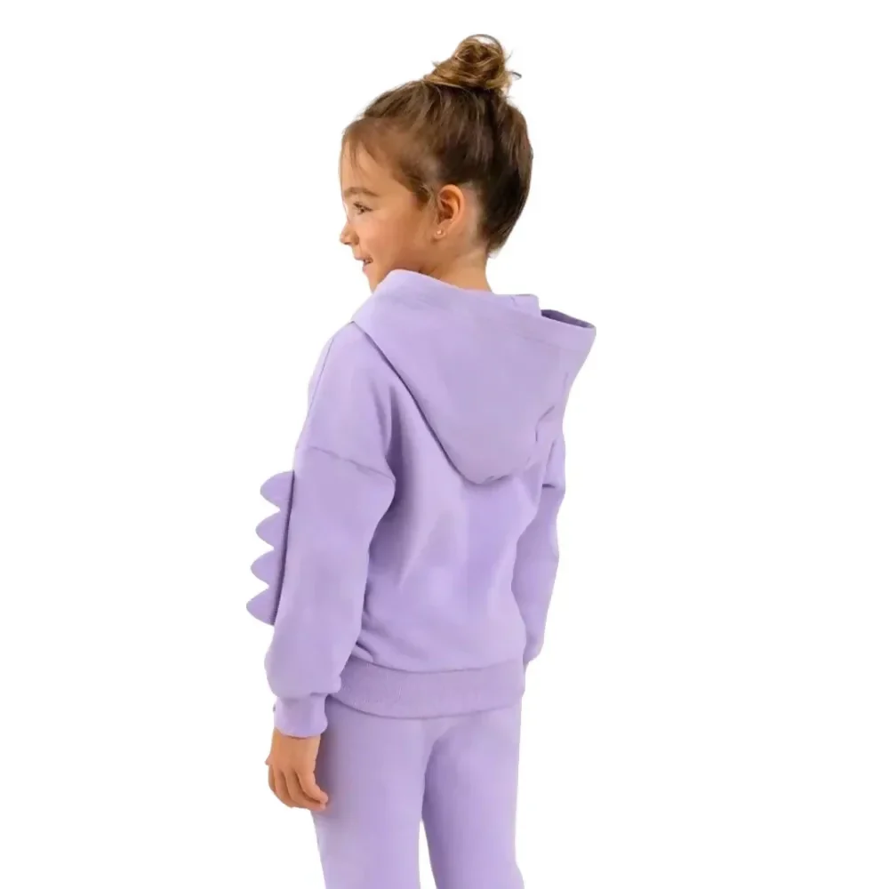 Sudadera con gorro, color morada con estampado de dinosaurio - Imagen 4