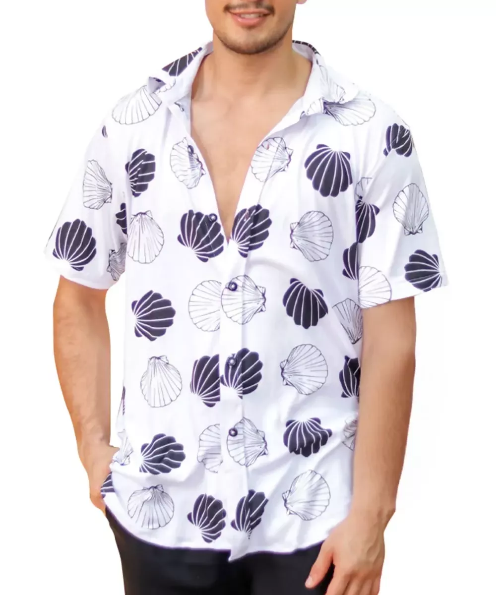 Camisa Playera estampado de conchas para hombre